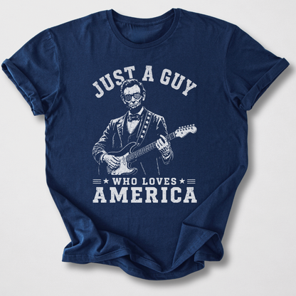 Just A Guy Who Loves America Guitar T-Shirt