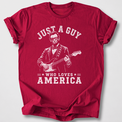 Just A Guy Who Loves America Guitar T-Shirt