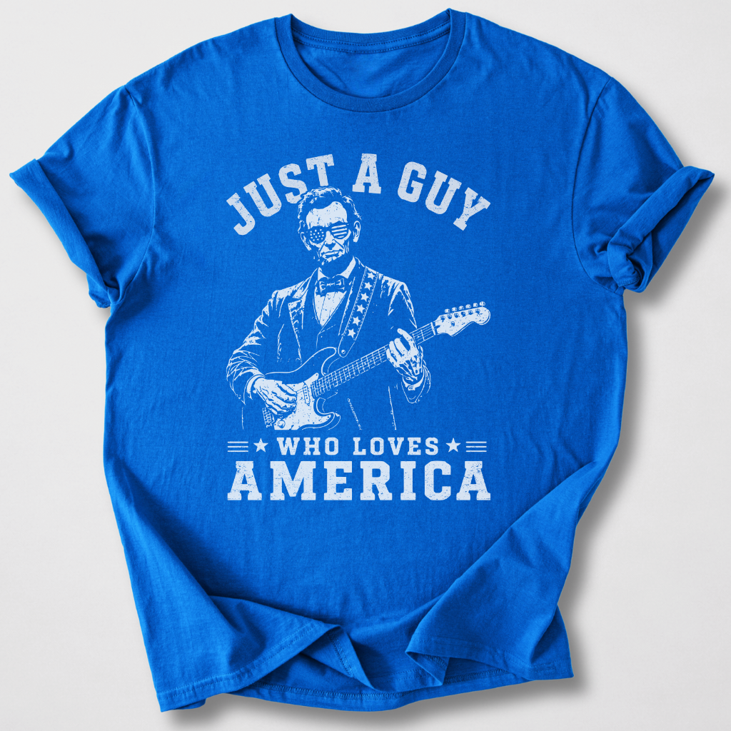 Just A Guy Who Loves America Guitar T-Shirt