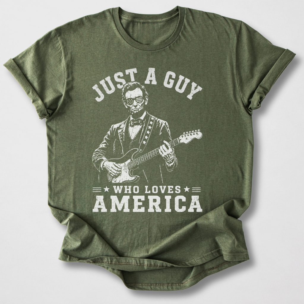 Just A Guy Who Loves America Guitar T-Shirt