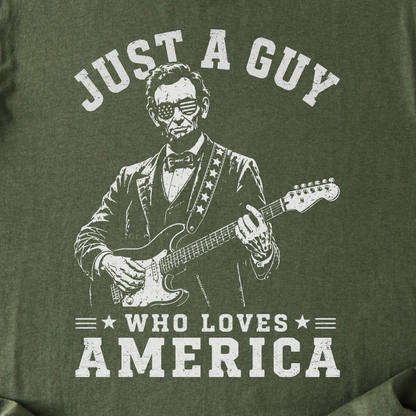 Just A Guy Who Loves America Guitar T-Shirt