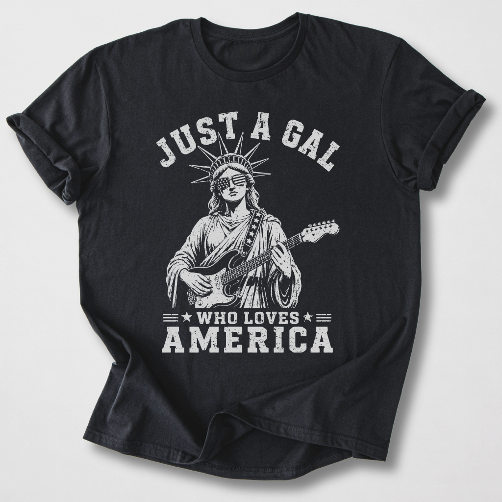 Just A Gal Who Loves America Guitar T-Shirt