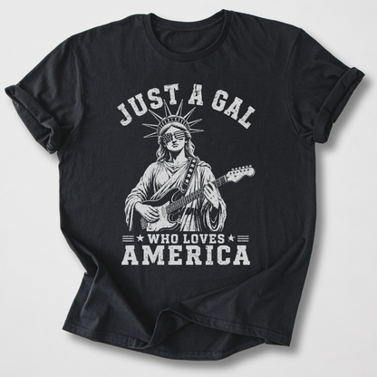 Just A Gal Who Loves America Guitar T-Shirt