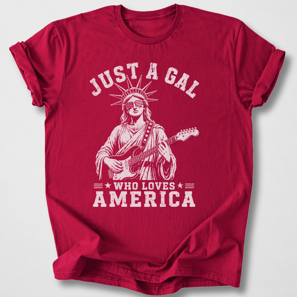 Just A Gal Who Loves America Guitar T-Shirt
