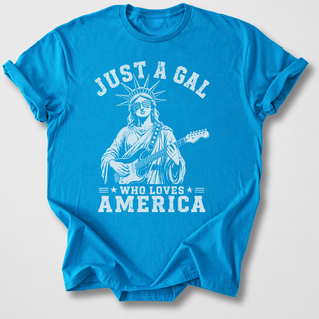 Just A Gal Who Loves America Guitar T-Shirt
