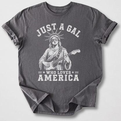 Just A Gal Who Loves America Guitar T-Shirt