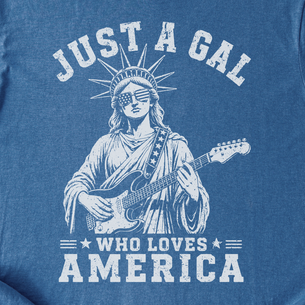 Just A Gal Who Loves America Guitar T-Shirt