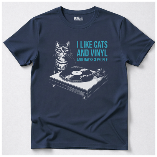 I Like Cats And Vinyl T-Shirt