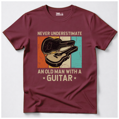 Never Underestimate An Old Man Guitar T-Shirt