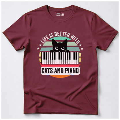 Life Is Better With Cats And Piano T-Shirt