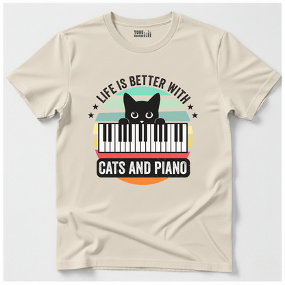 Life Is Better With Cats And Piano T-Shirt